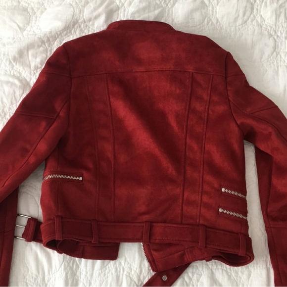 Zara Suede Leather Moto Biker Jacket w Belt - Picture 11 of 14